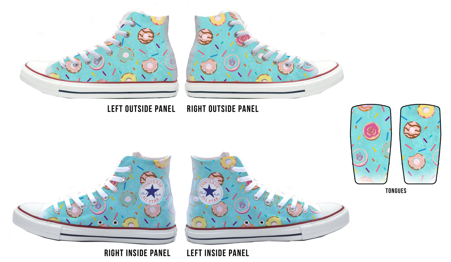 Donuts with Teal Background Converse Chucks High Top Shoes