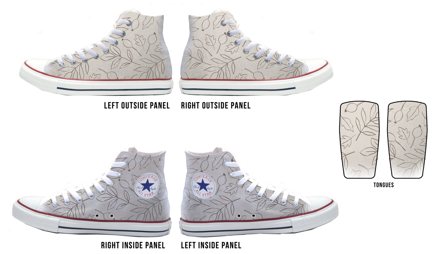 Fall Leaves Neutral Converse Chucks High Top Shoes