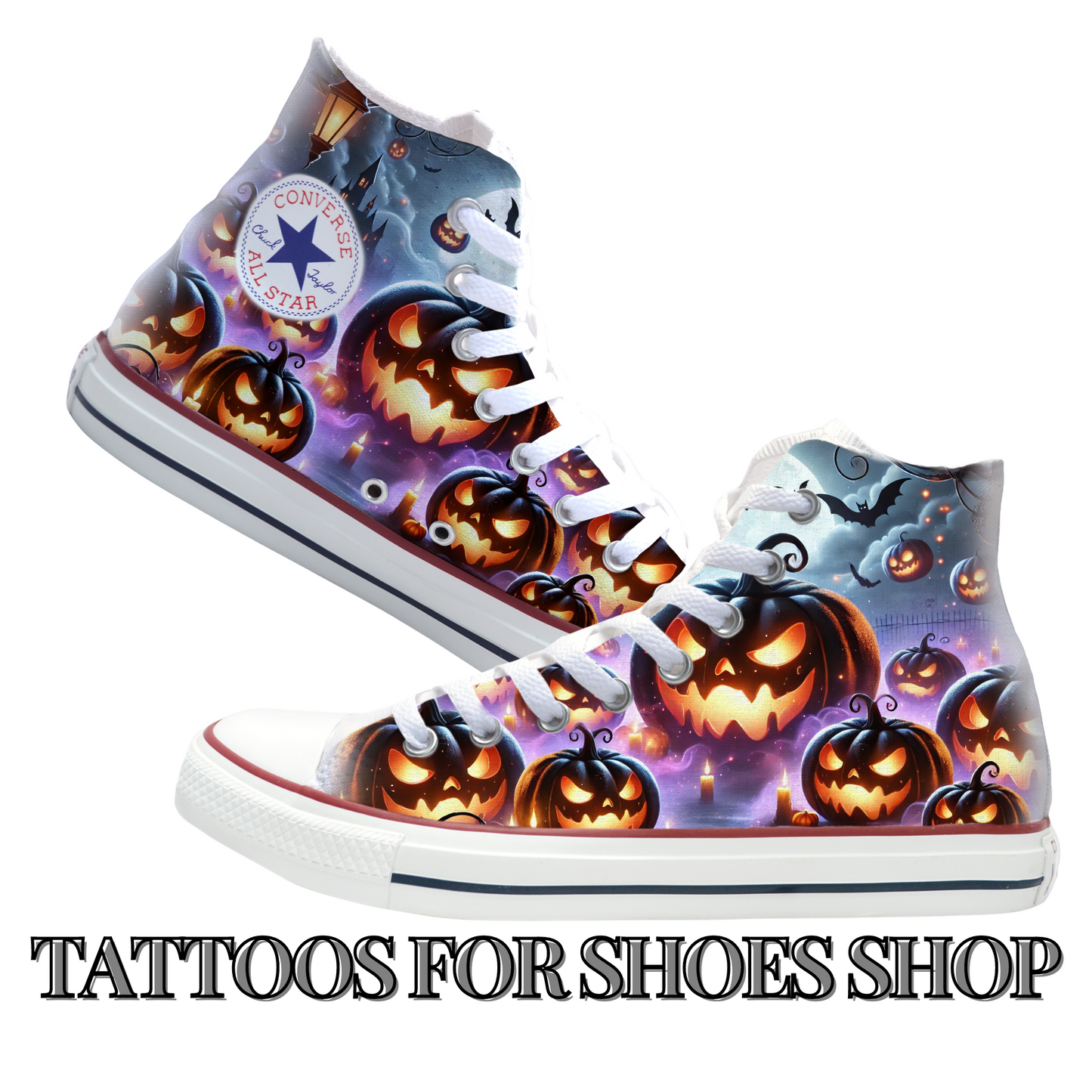 Spooky Pumpkins Converse Chucks High Top Shoes
