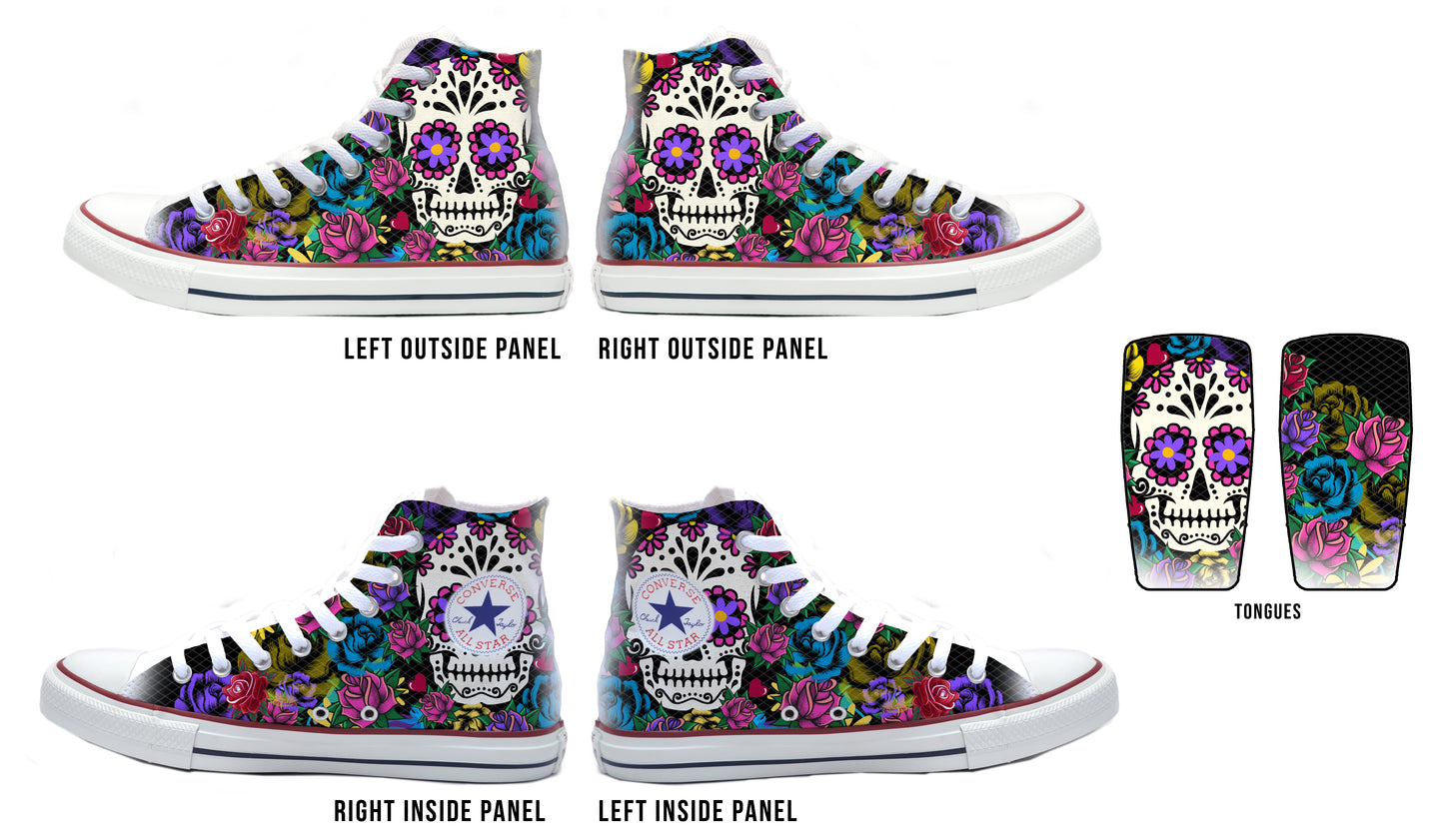 Sugar Skull Roses Converse Chucks High Top Shoes