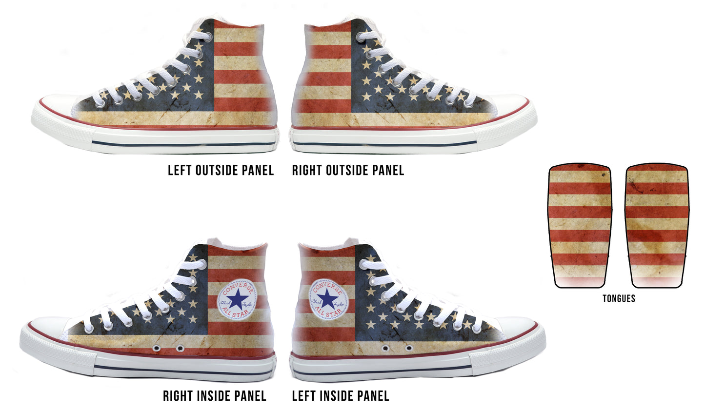 Vintage Flag Converse Chucks High Top Shoes
