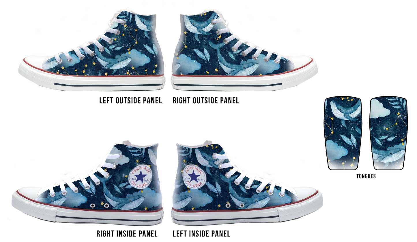 Watercolor Whales Converse Chucks High Top Shoes