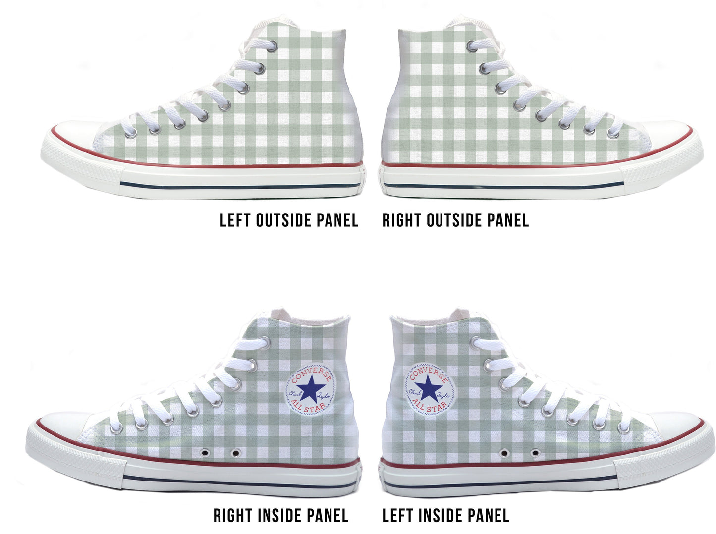 Plaid Green Converse Chucks High Top Shoes