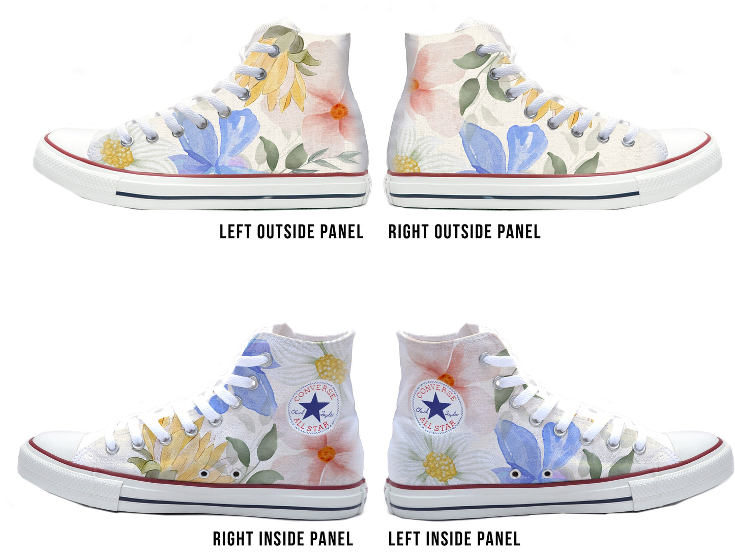Watercolor Flowers Converse Chucks High Top Shoes