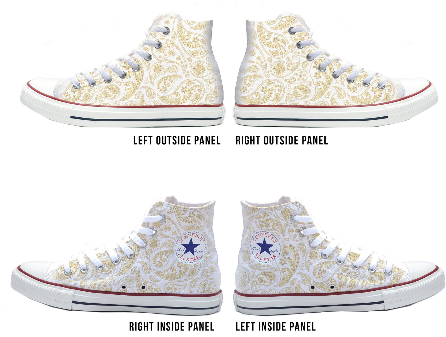 Paisley Yellow and White Converse Chucks High Top Shoes