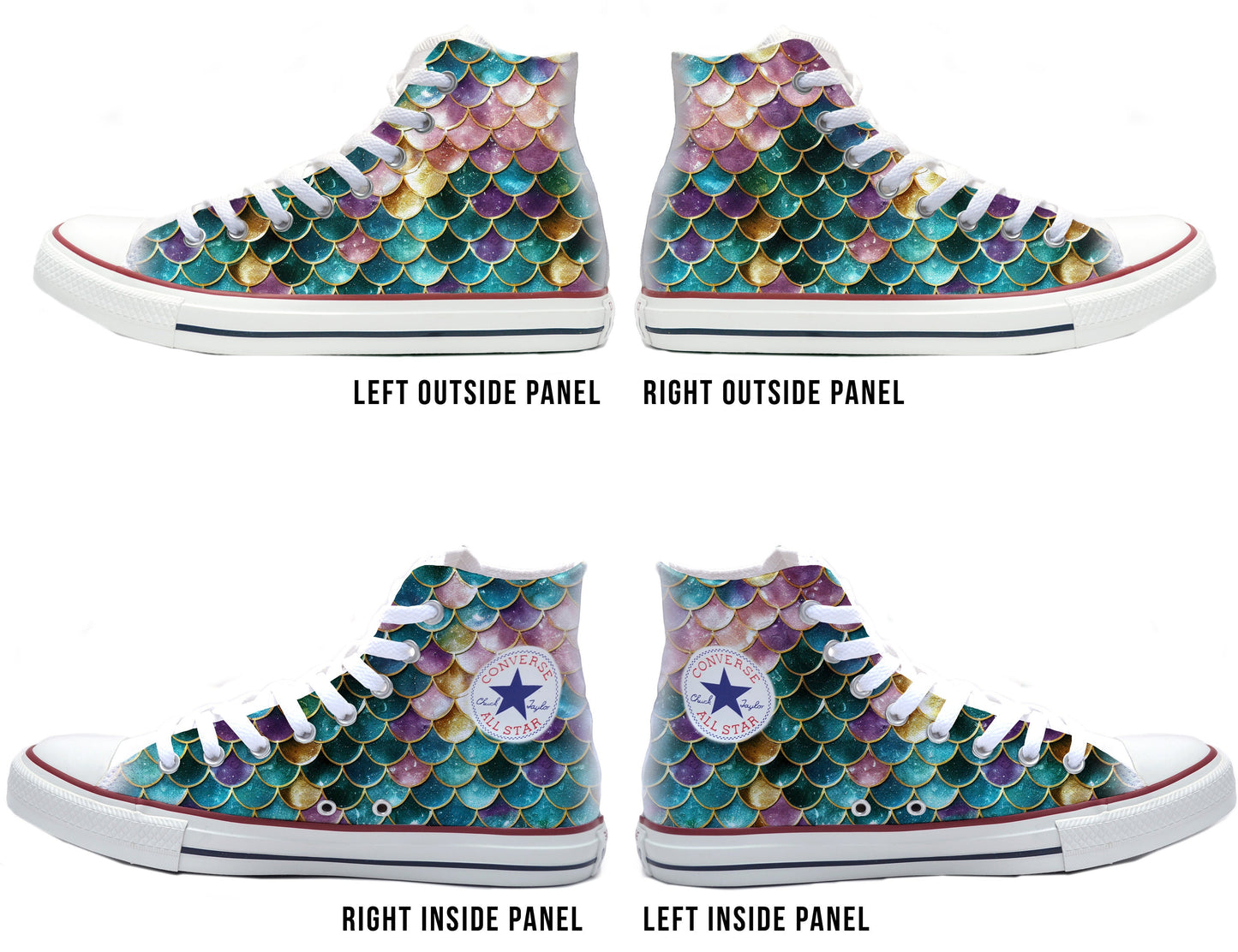 Magic Mermaid Pattern Converse Chucks High Top Shoes