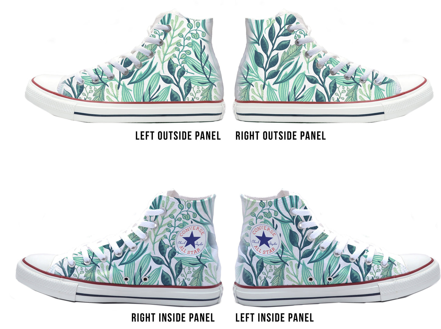 Green Foliage Converse Chucks High Top Shoes