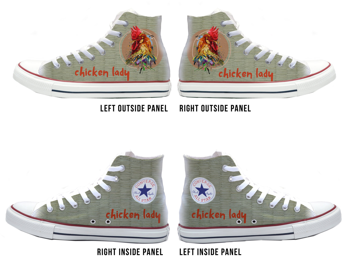 Chicken Lady Strut Converse Chucks High Top Shoes