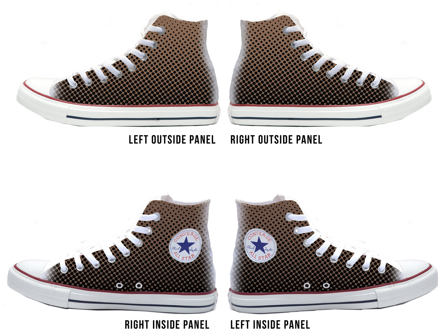 Brown with Black Dots Converse Chucks High Top Shoes