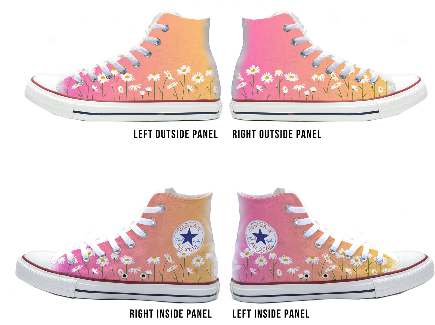 Gradient with Daisies Converse Chucks High Top Shoes