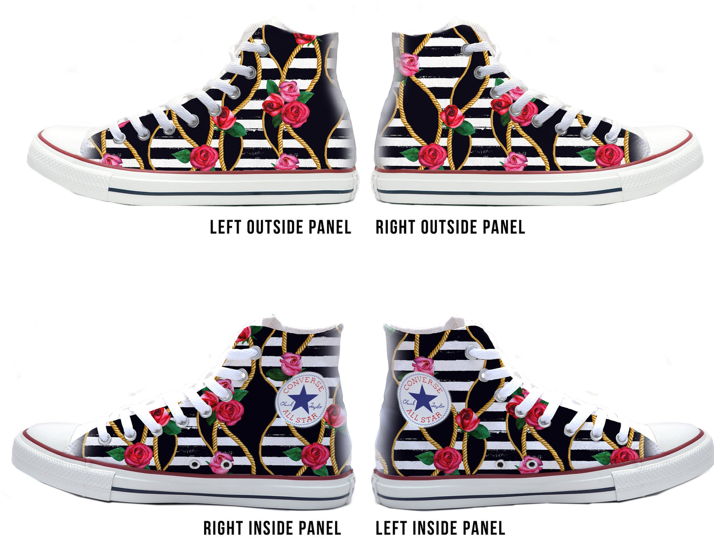 Roses and Stripes Converse Chucks High Top Shoes