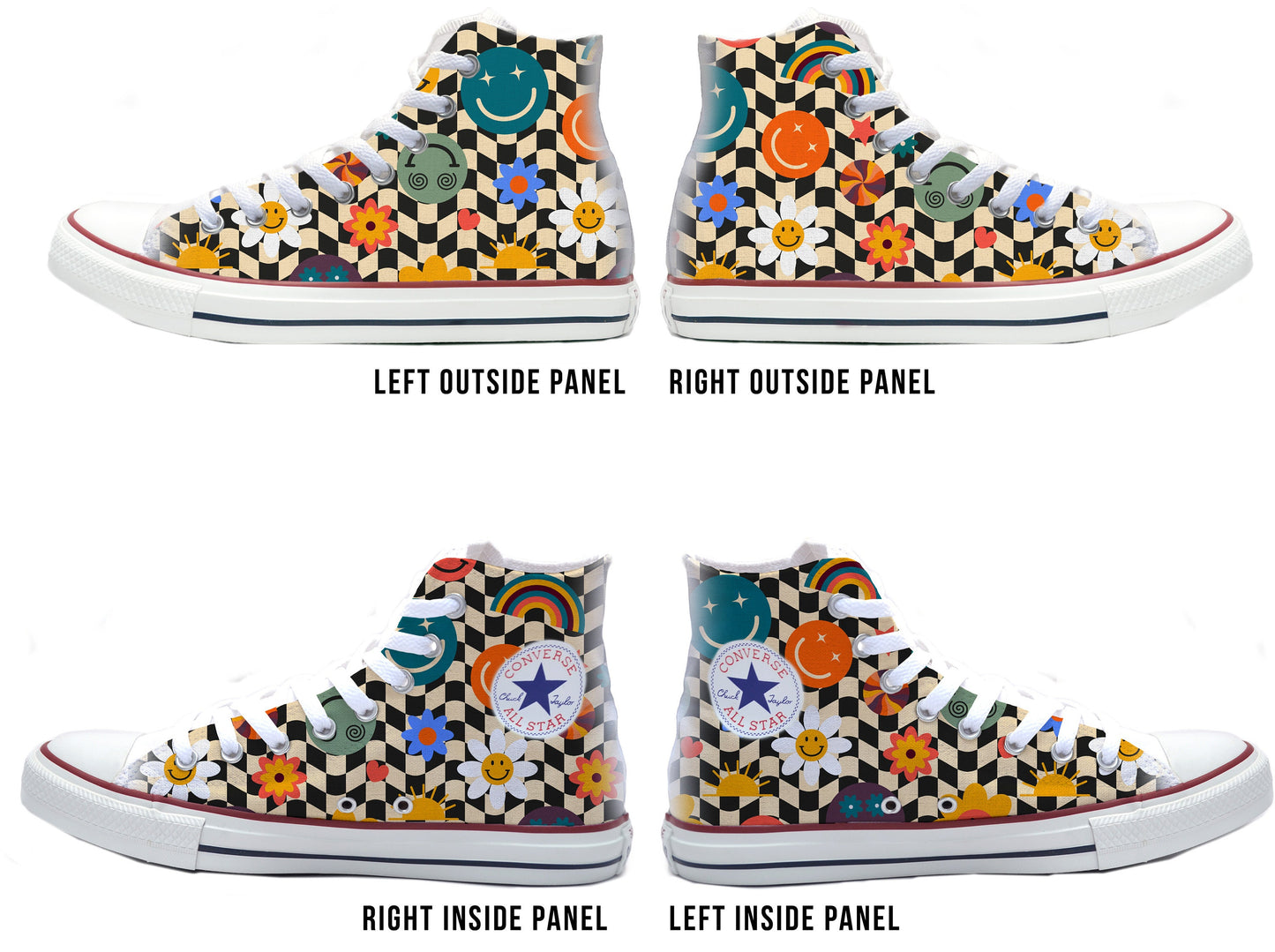 Groovy Funky Pattern Converse Chucks High Top Shoes