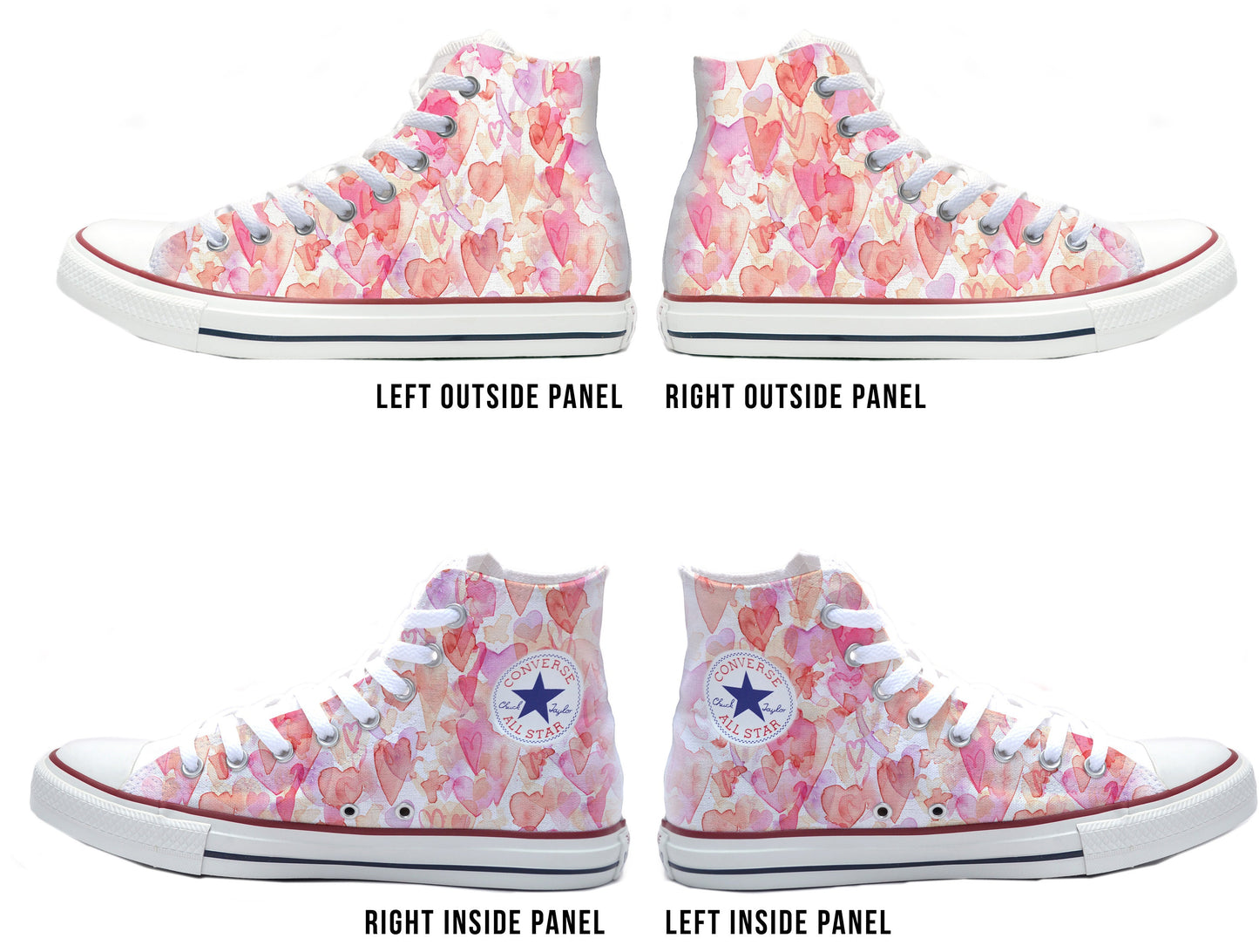 Watercolor Hearts Converse Chucks High Top Shoes