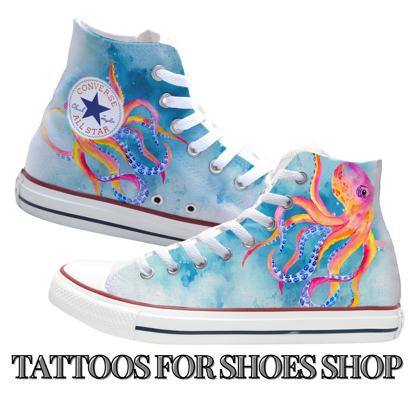 Colorful Octopus Converse Chucks High Top Shoes