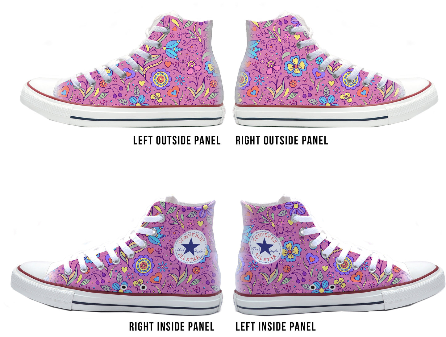 Whimsical Flowers Converse Chucks High Top Shoes