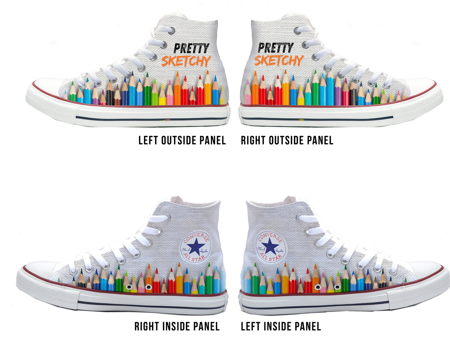 Pretty Sketchy Converse Chucks High Top Shoes
