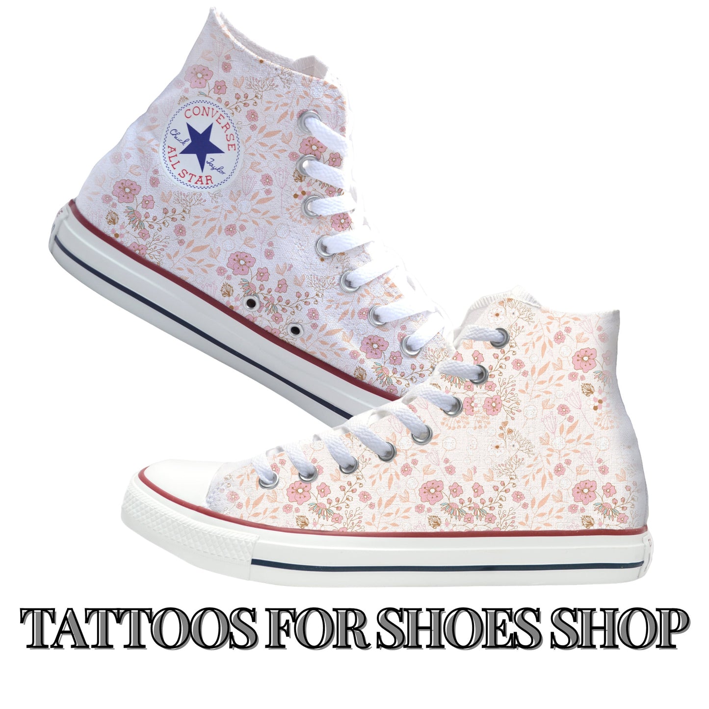 Floral Pink Converse Chucks High Top Shoes