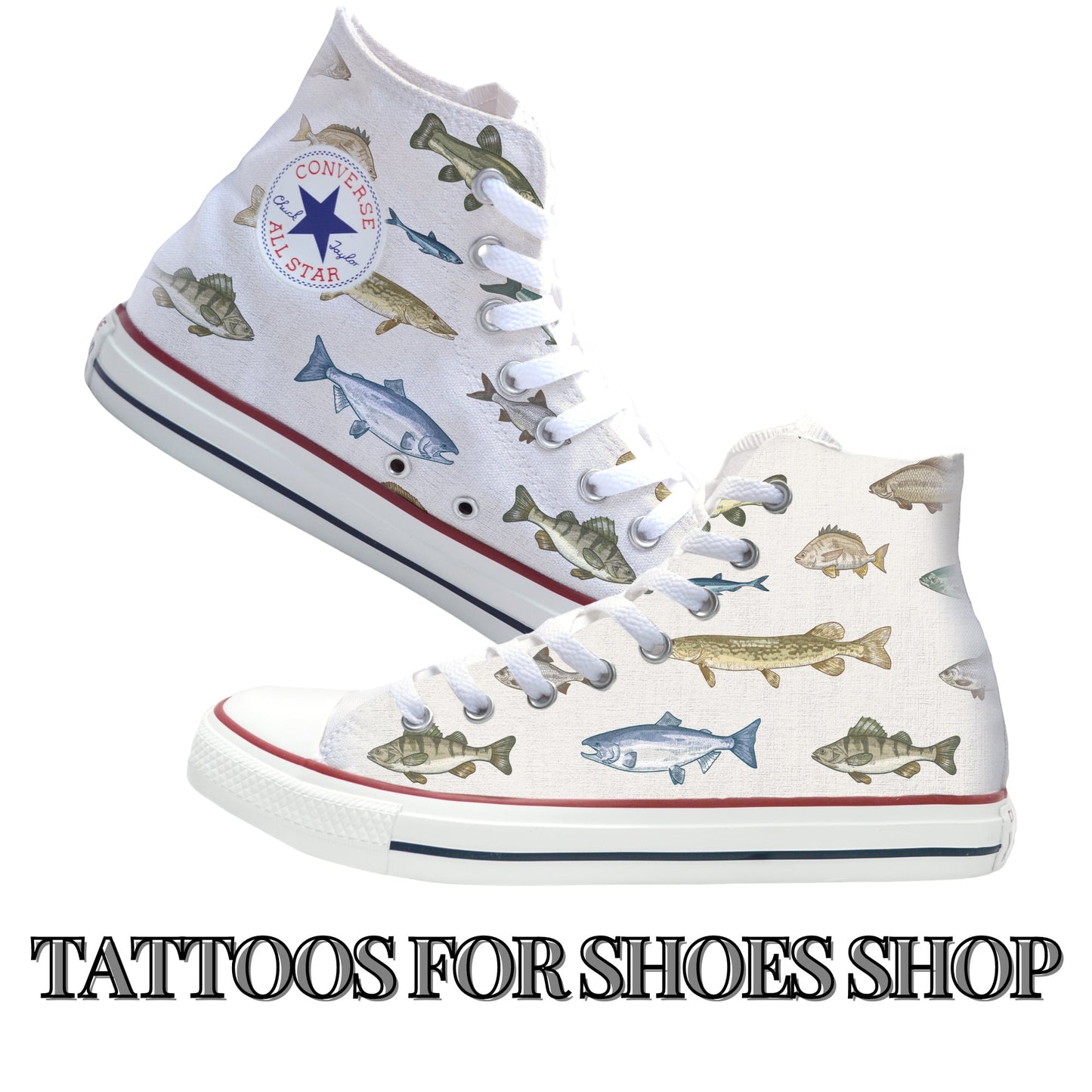 Fish Converse Chucks High Top Shoes