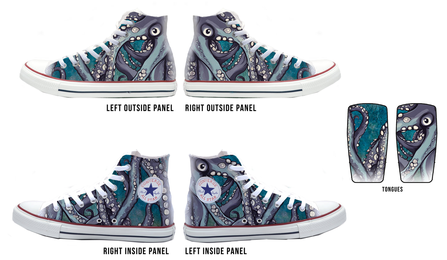 Artsy Octopus Converse Chucks High Top Shoes