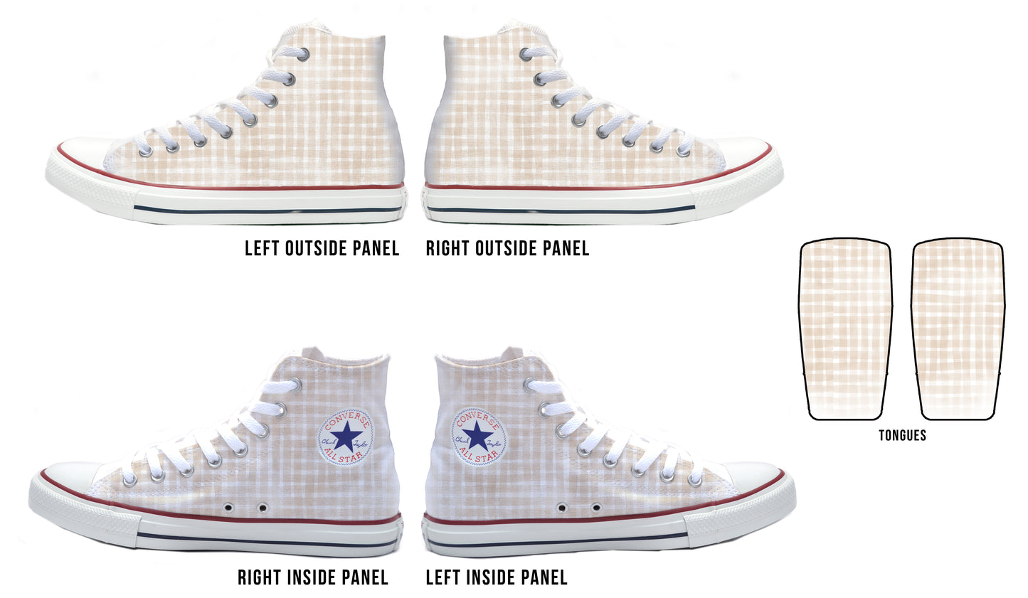 Beige Plaid Converse Chucks High Top Shoes