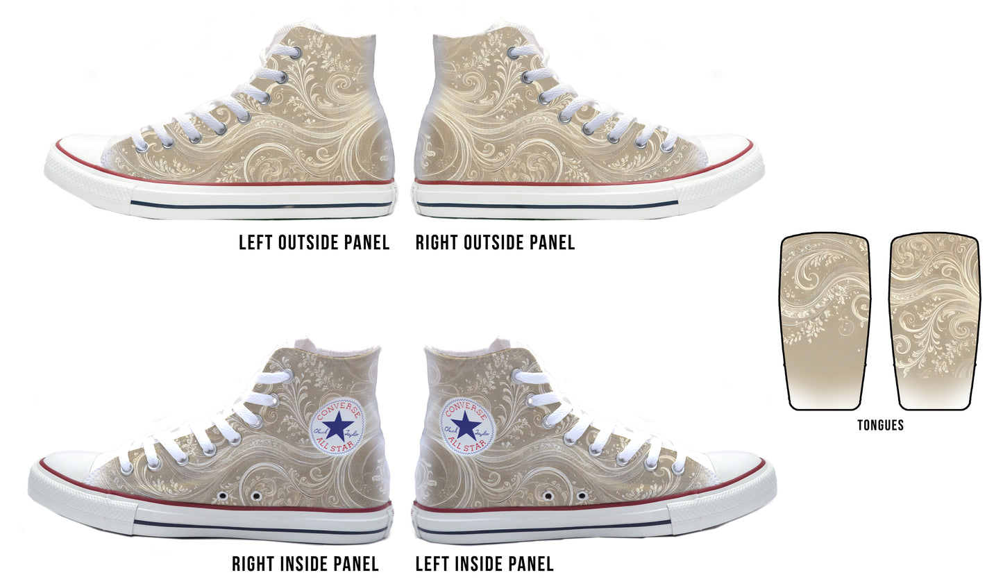 Swirls of Love Tan Converse Chucks High Top Shoes