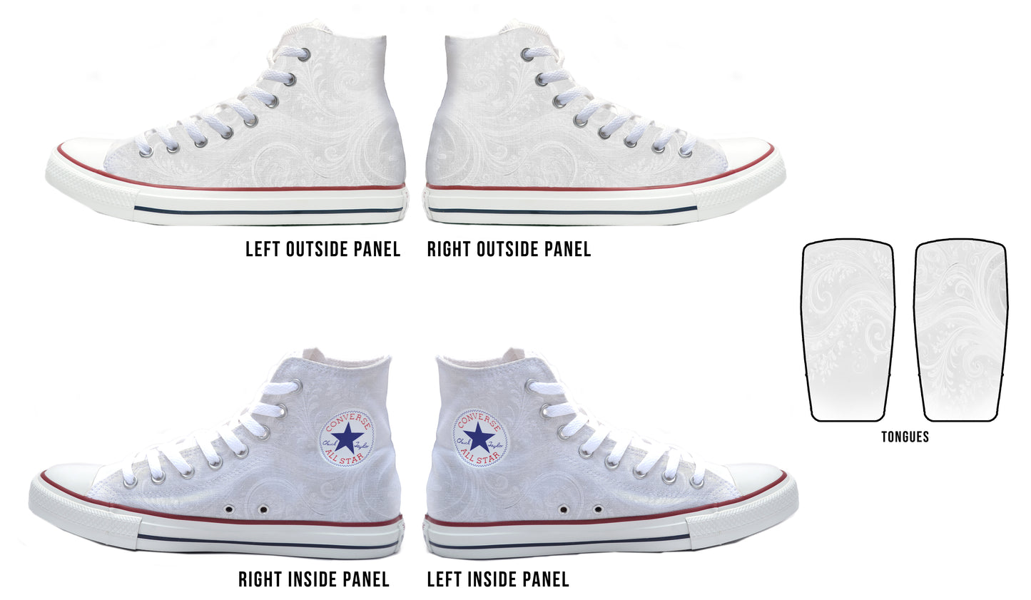 Swirls of Love White Converse Chucks High Top Shoes