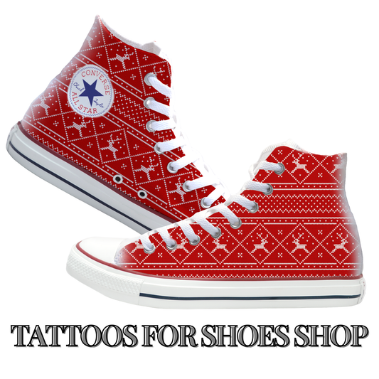 Christmas Sweater Red Converse Chucks High Top Shoes