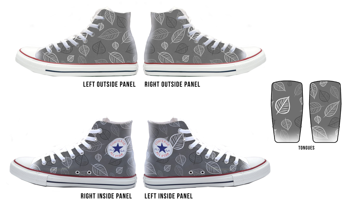 Doodle Leaves Slate Converse Chucks High Top Shoes