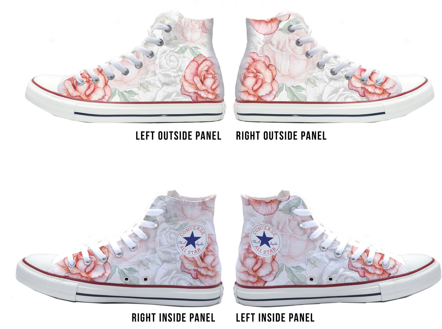 Watercolor Roses Converse Chucks High Top Shoes