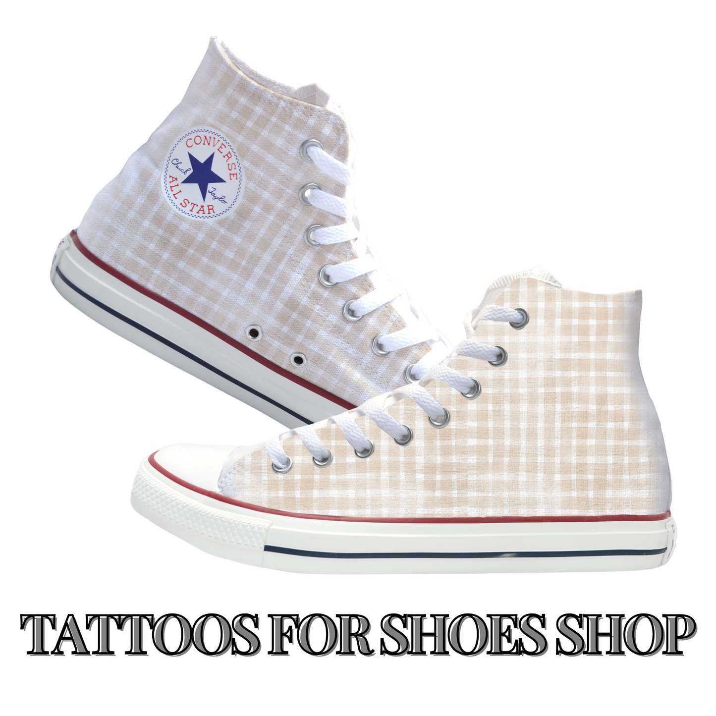 Beige Plaid Converse Chucks High Top Shoes