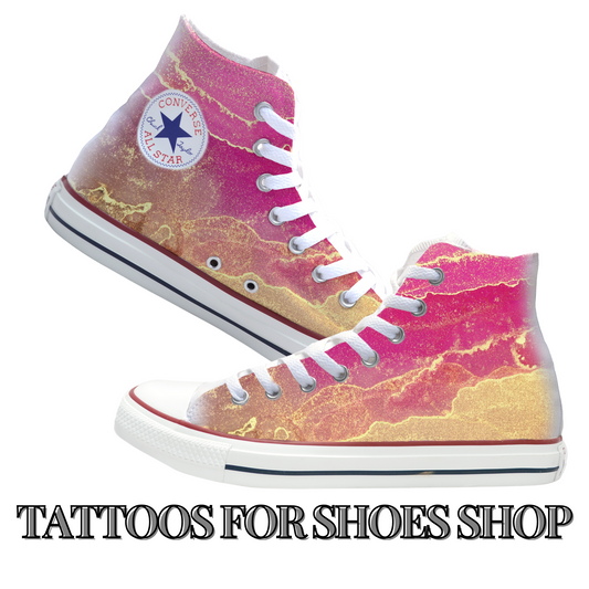 Marble Pink and Gold Converse Chucks High Top Shoes