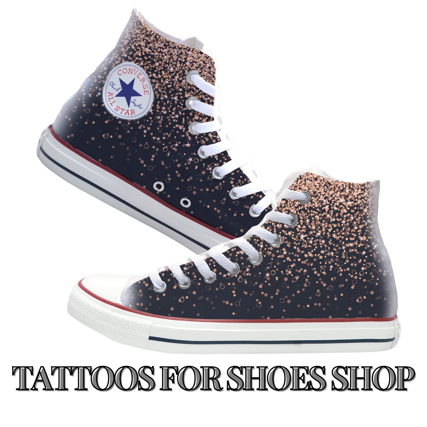 Sparkles Black and Copper Converse Chucks High Top Shoes