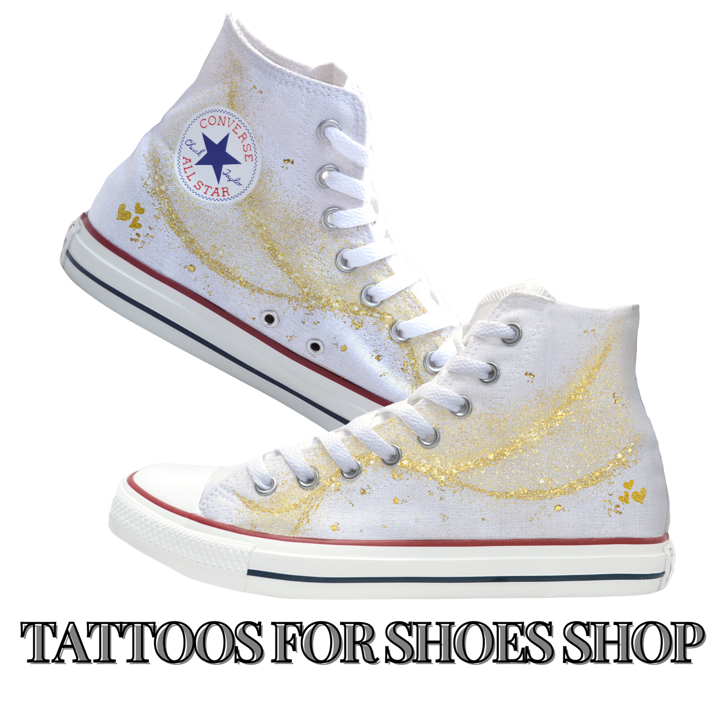 Sparkles Gold Wave Converse Chucks High Top Shoes