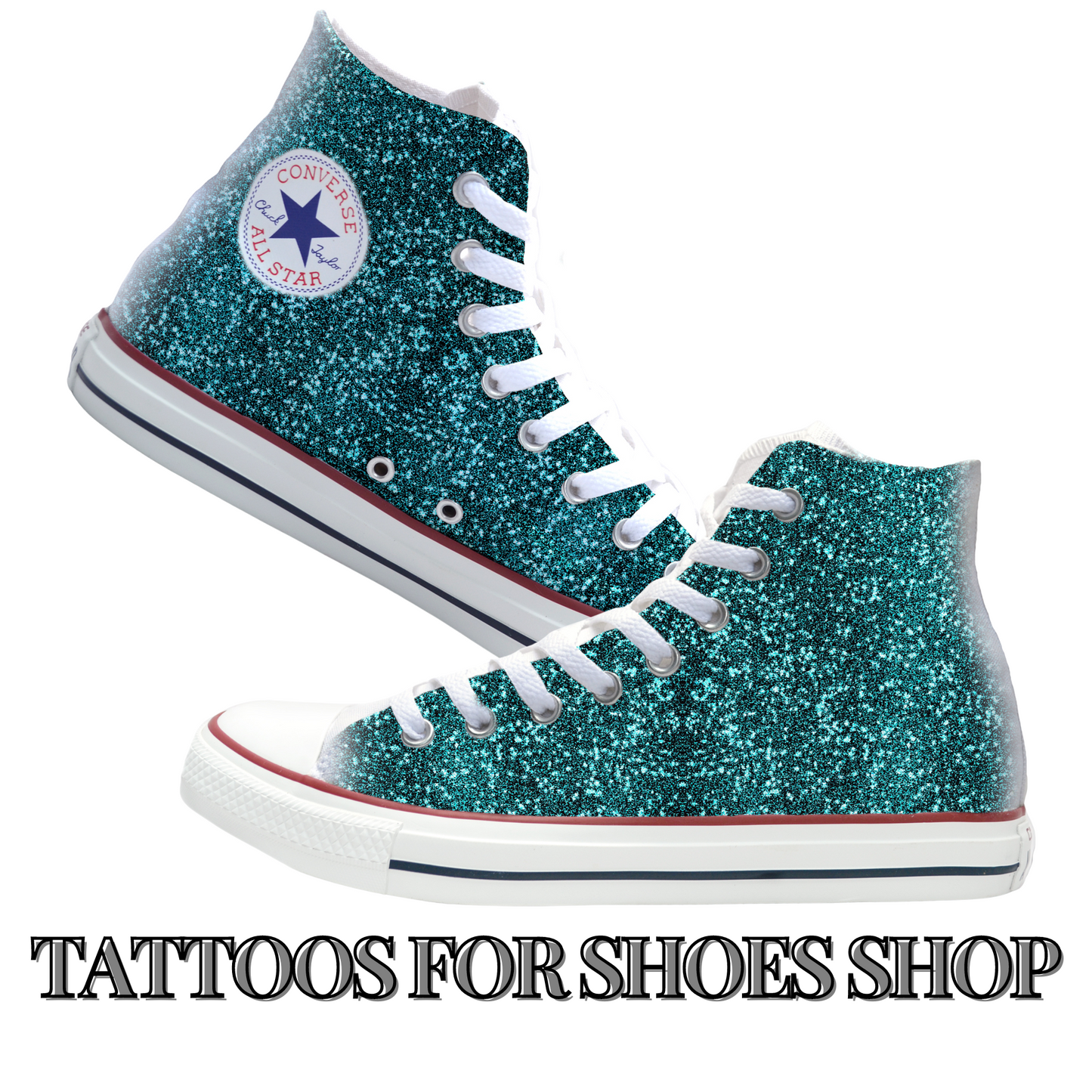 Sparkles Teal Converse Chucks High Top Shoes