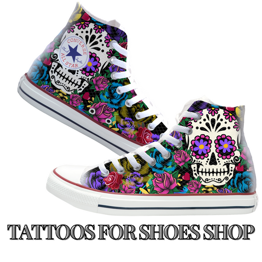 Sugar Skull Roses Converse Chucks High Top Shoes