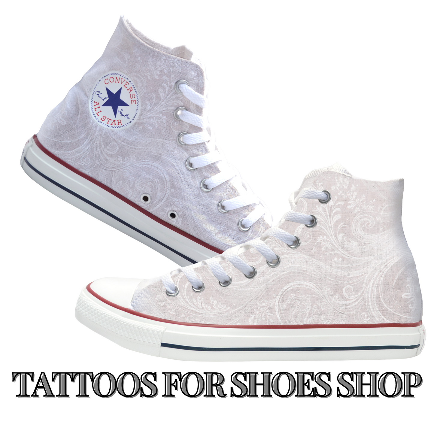 Swirls of Love Blush Converse Chucks High Top Shoes