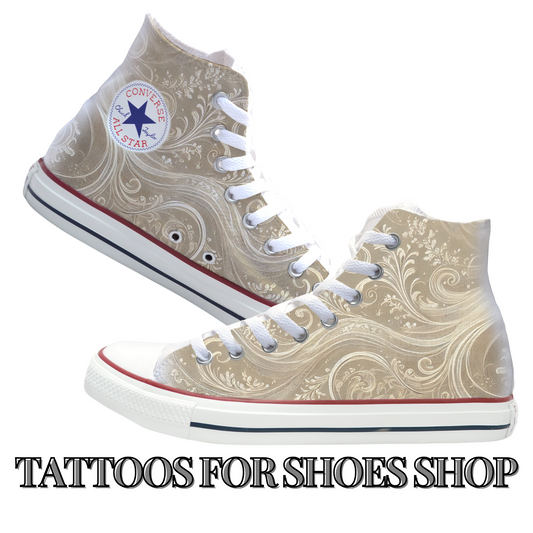 Swirls of Love Tan Converse Chucks High Top Shoes