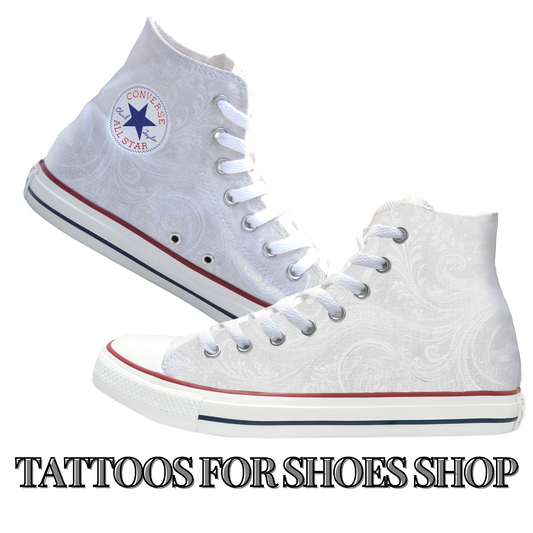 Swirls of Love White Converse Chucks High Top Shoes