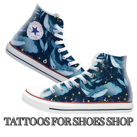 Watercolor Whales Converse Chucks High Top Shoes