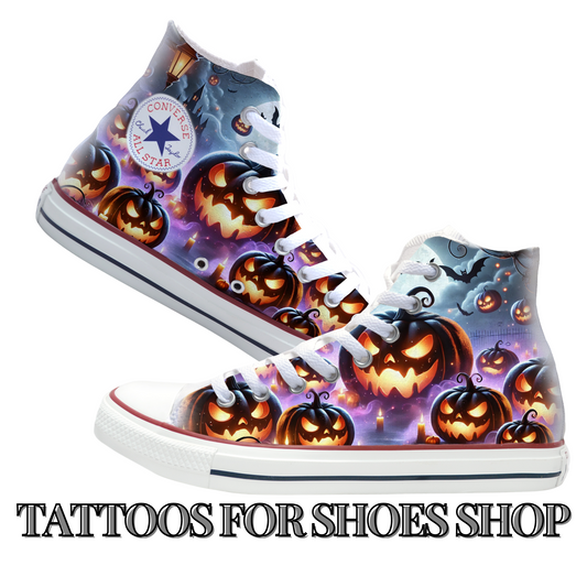 Spooky Pumpkins Converse Chucks High Top Shoes