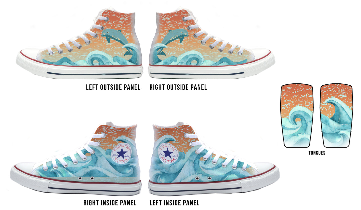 Dolphin at Play Converse Chucks High Top Shoes