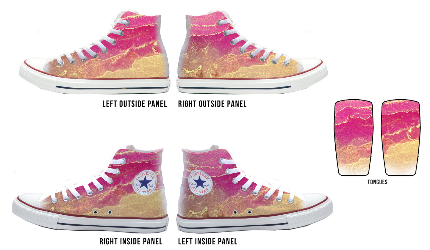 Marble Pink and Gold Converse Chucks High Top Shoes