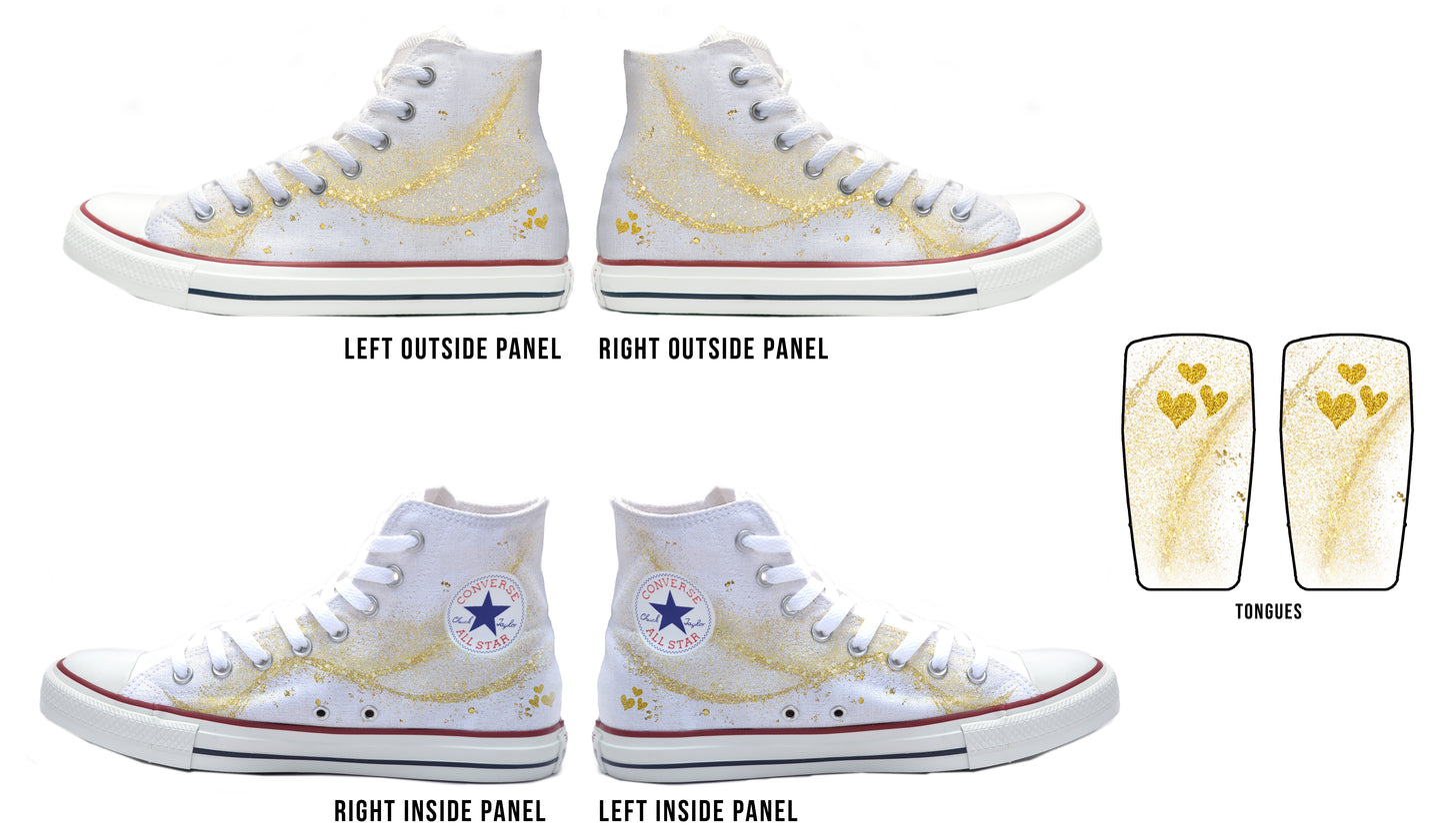 Sparkles Gold Wave Converse Chucks High Top Shoes