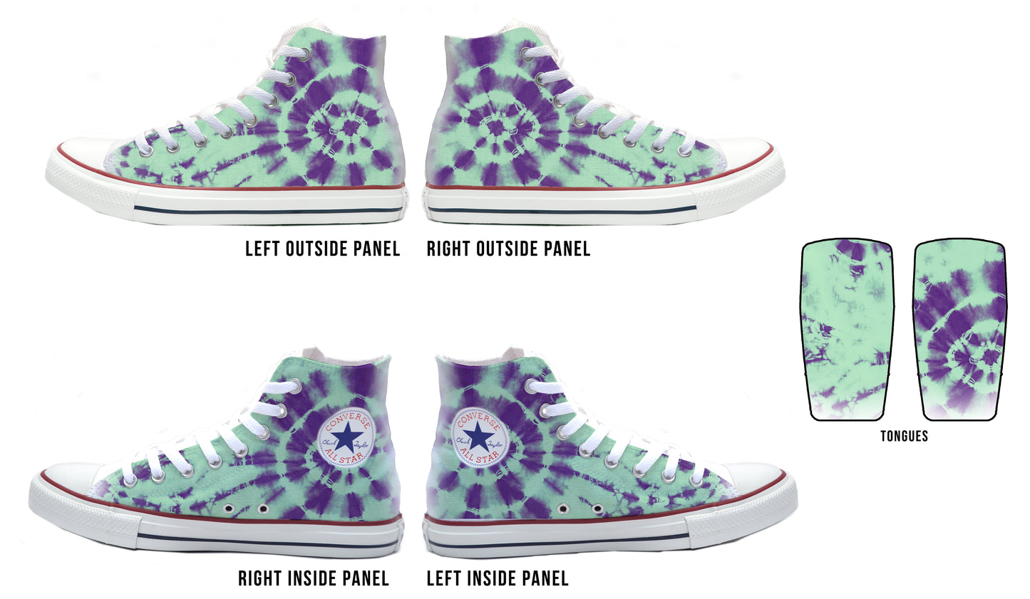 Tie Dye Green Converse Chucks High Top Shoes