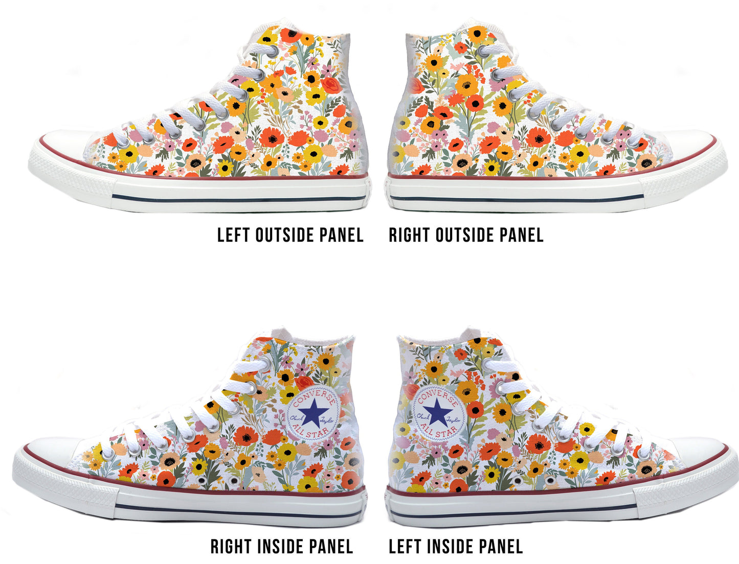 Boho Poppies Converse Chucks High Top Shoes