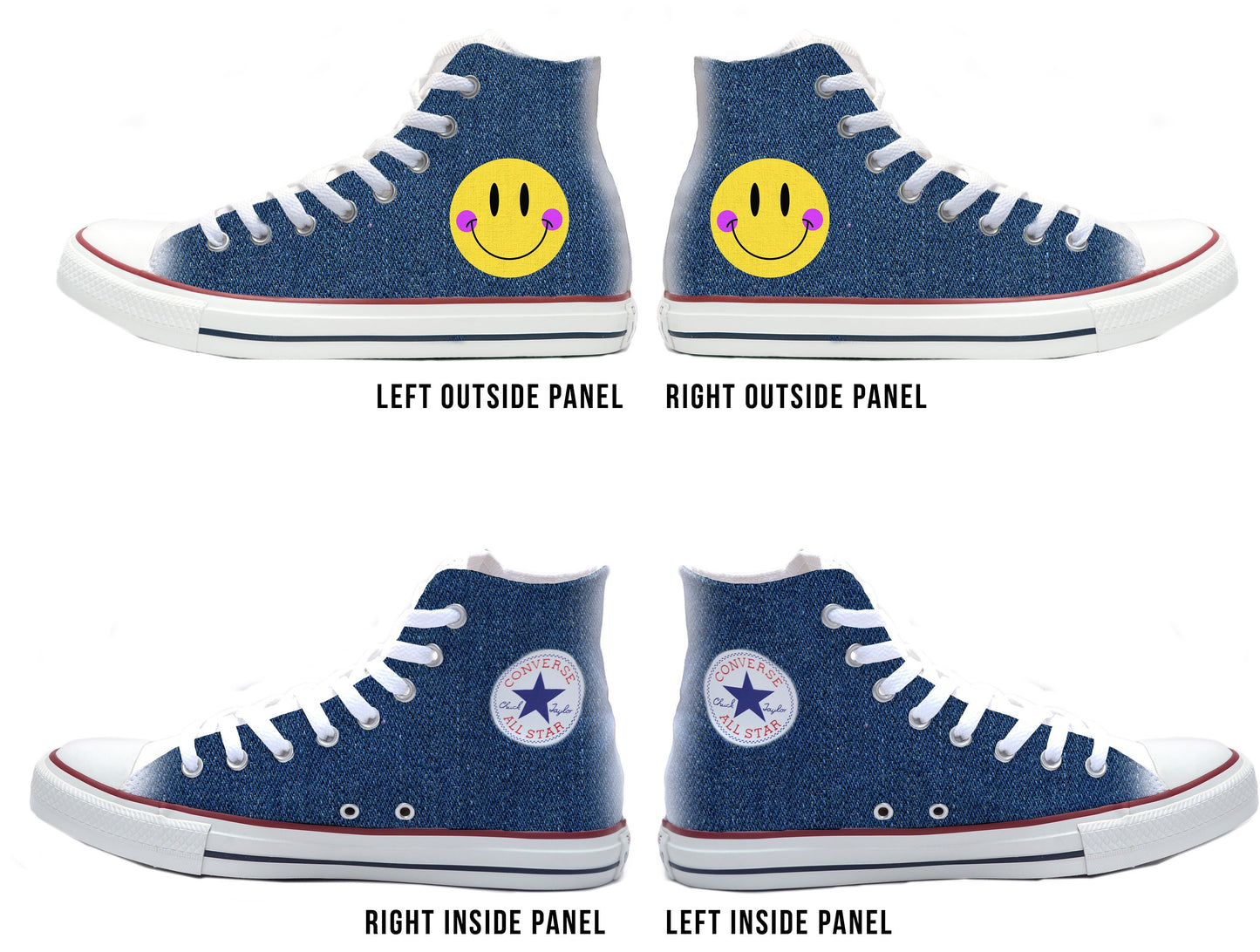 Jean with Happy Face Converse Chucks High Top Shoes