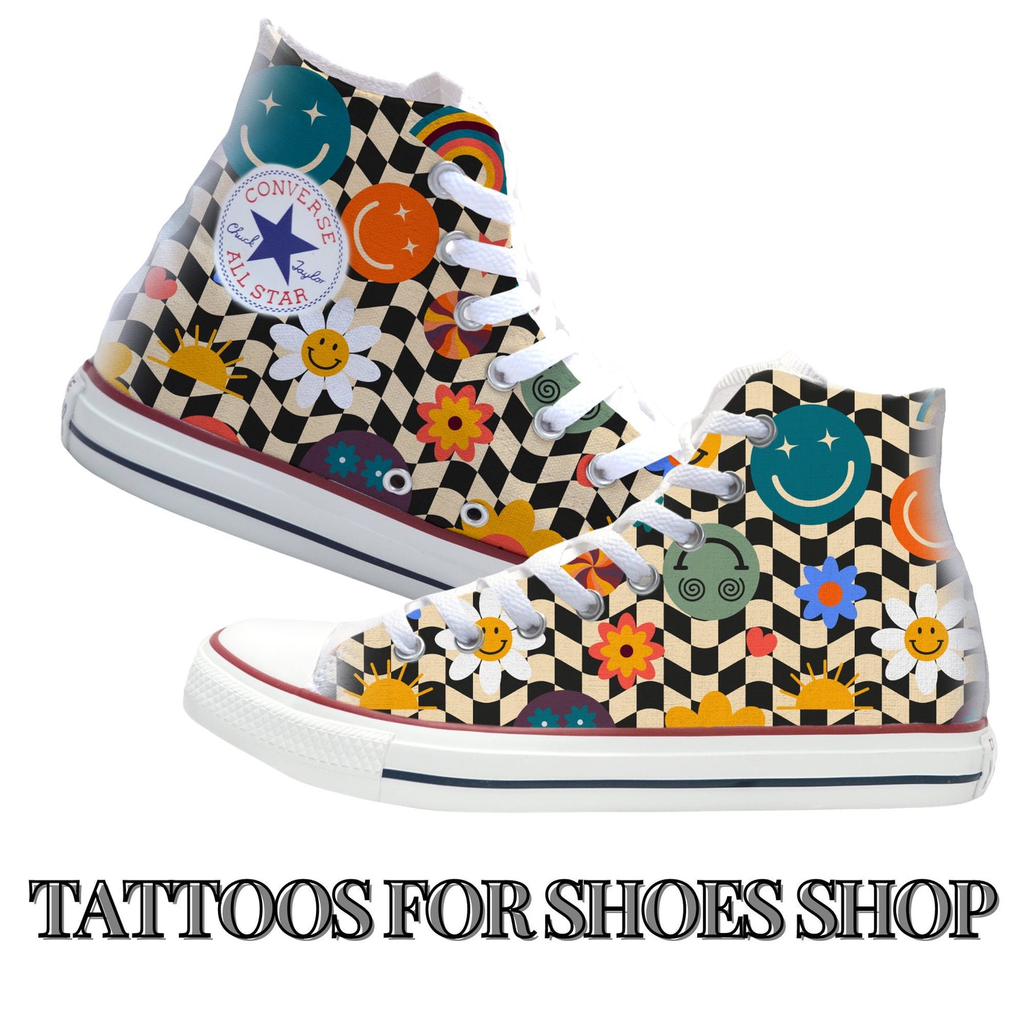 Groovy Funky Pattern Converse Chucks High Top Shoes