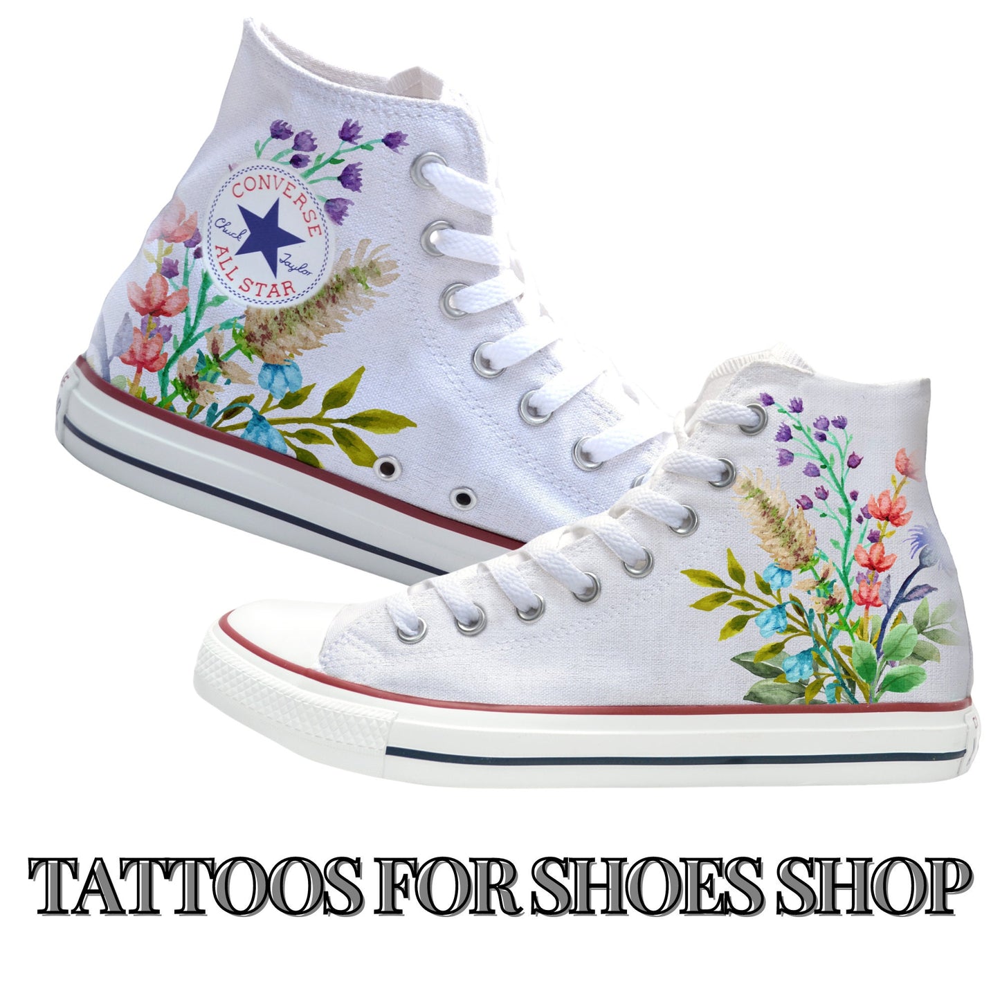 Wildflowers Converse Chucks High Top Shoes