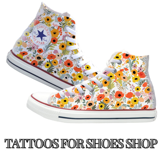 Boho Poppies Converse Chucks High Top Shoes