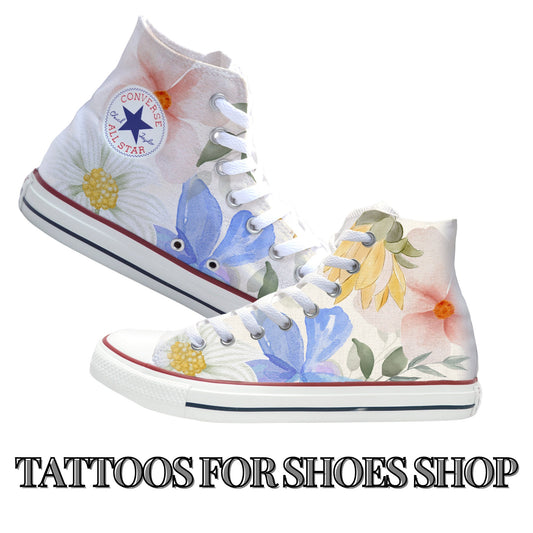 Watercolor Flowers Converse Chucks High Top Shoes